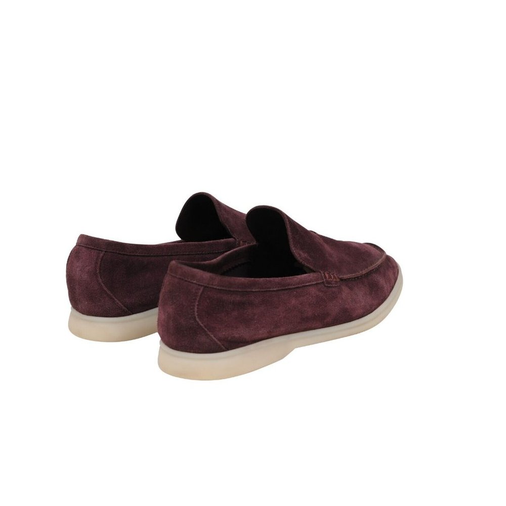 Loro Piana Mens Summer Walk Size US 8.5 41.5 Burgundy Red Suede Slip On Loafer - Picture 7 of 11